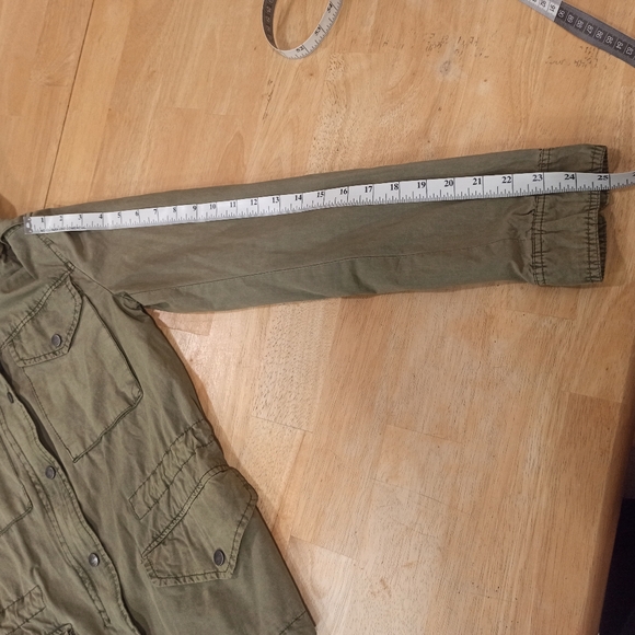 Levi's Womens Military Jacket small Olive Green Zip/Snap Closure Hideaway Hood - Picture 16 of 16